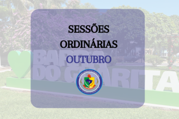 Cronograma das Sessões Ordinárias para o mês de Outubro